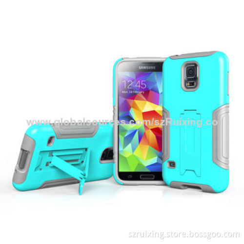 With Foldable Kickstand PC+Silicone 2 in 1 Case For Samsung Galaxy S5